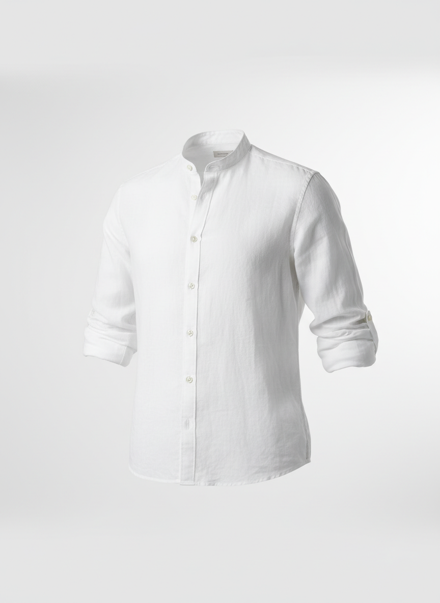 Men's Band Collar Leisure Shirt