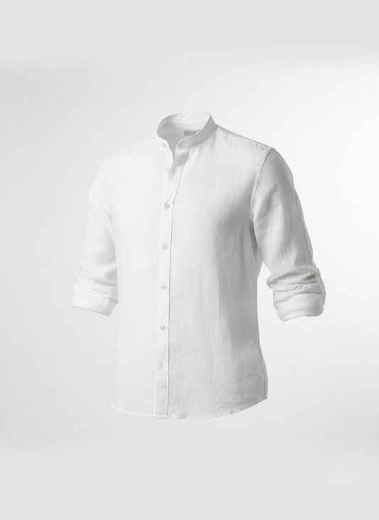 Men's Band Collar Leisure Shirt