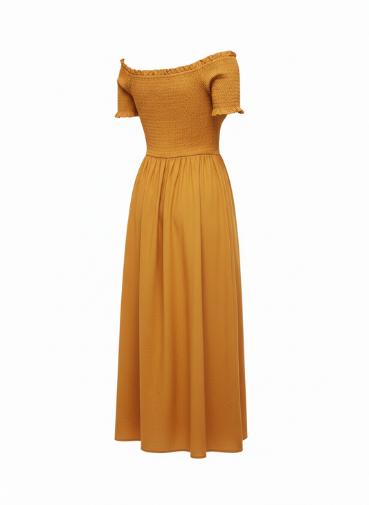 Women's Off-Shoulder Smocked Midi