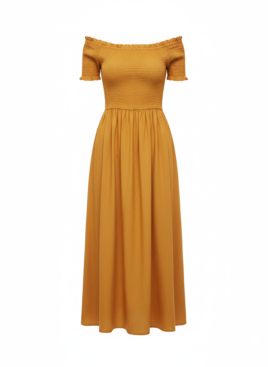 Women's Off-Shoulder Smocked Midi