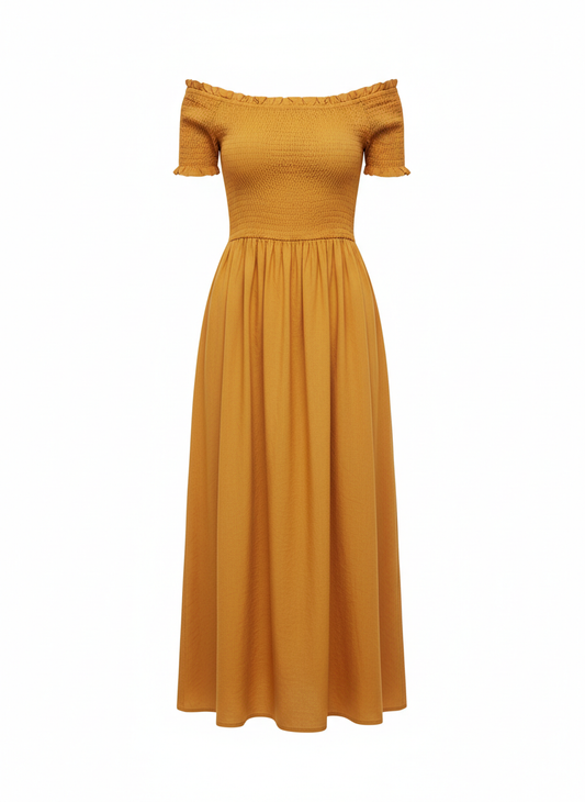 Women's Off-Shoulder Smocked Midi