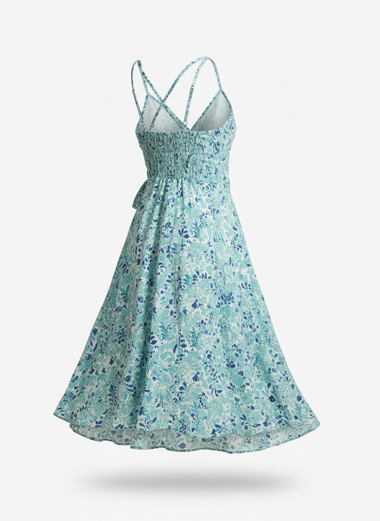 Women's Printed Wrap Sun Dress