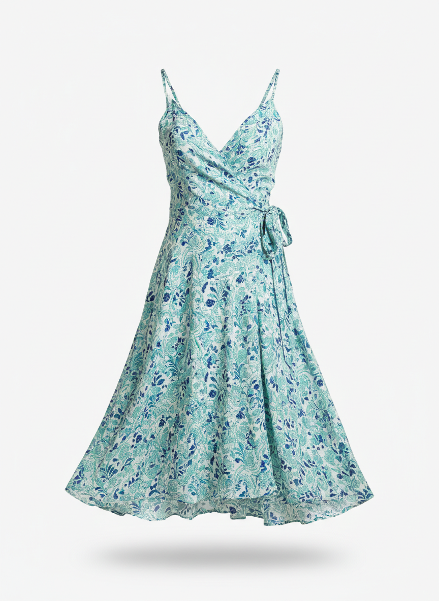 Women's Printed Wrap Sun Dress
