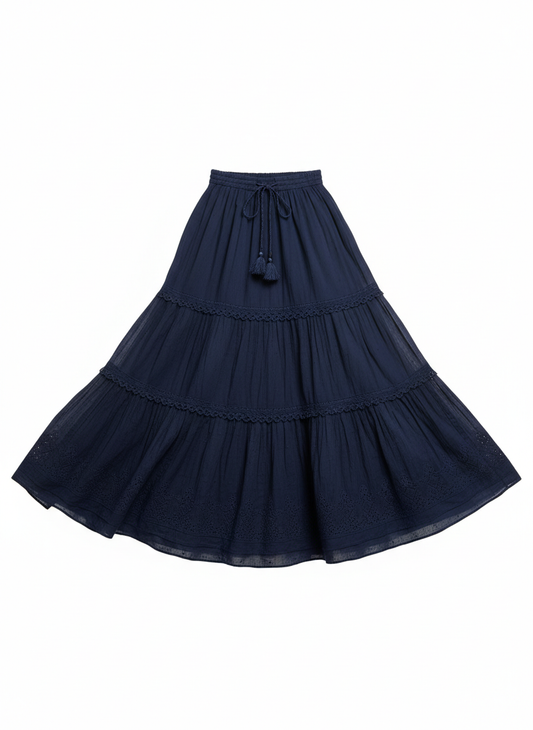 Women's Tiered Boho Maxi Skirt