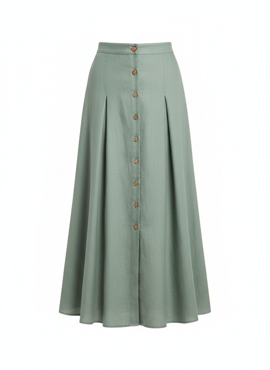 Women's Button-Front Midi Skirt